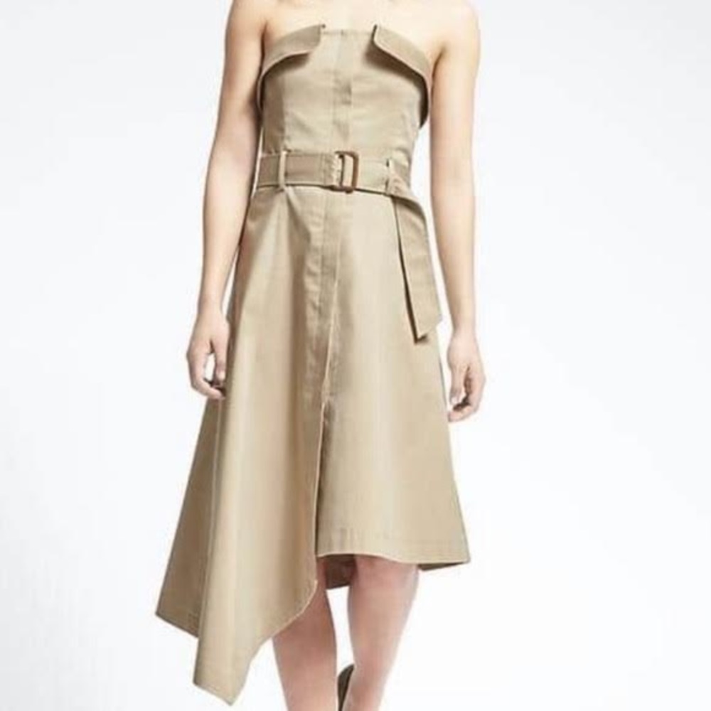 Banana Republic Khaki Trench Strapless Dress Sz 4